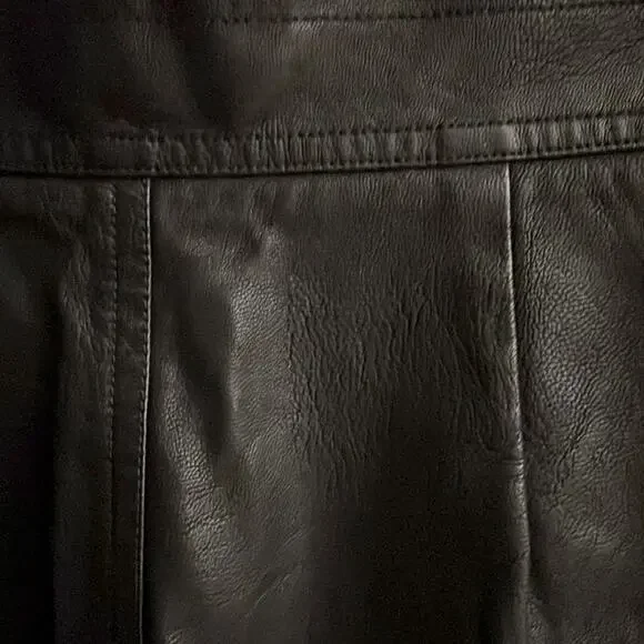 French Black snap front faux leather skirt XS - Picture 5 of 15